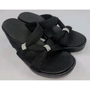 Skechers Cali Women’s Size 8 Luxe Foam Black Wedge Heel Sandals Shoes NEW